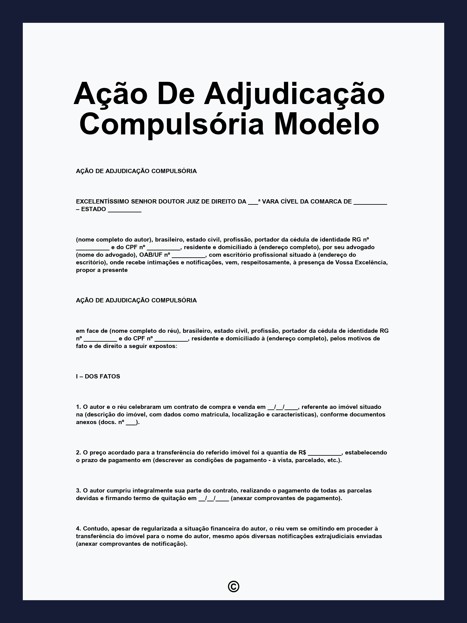 Ação De Adjudicação Compulsória Modelo