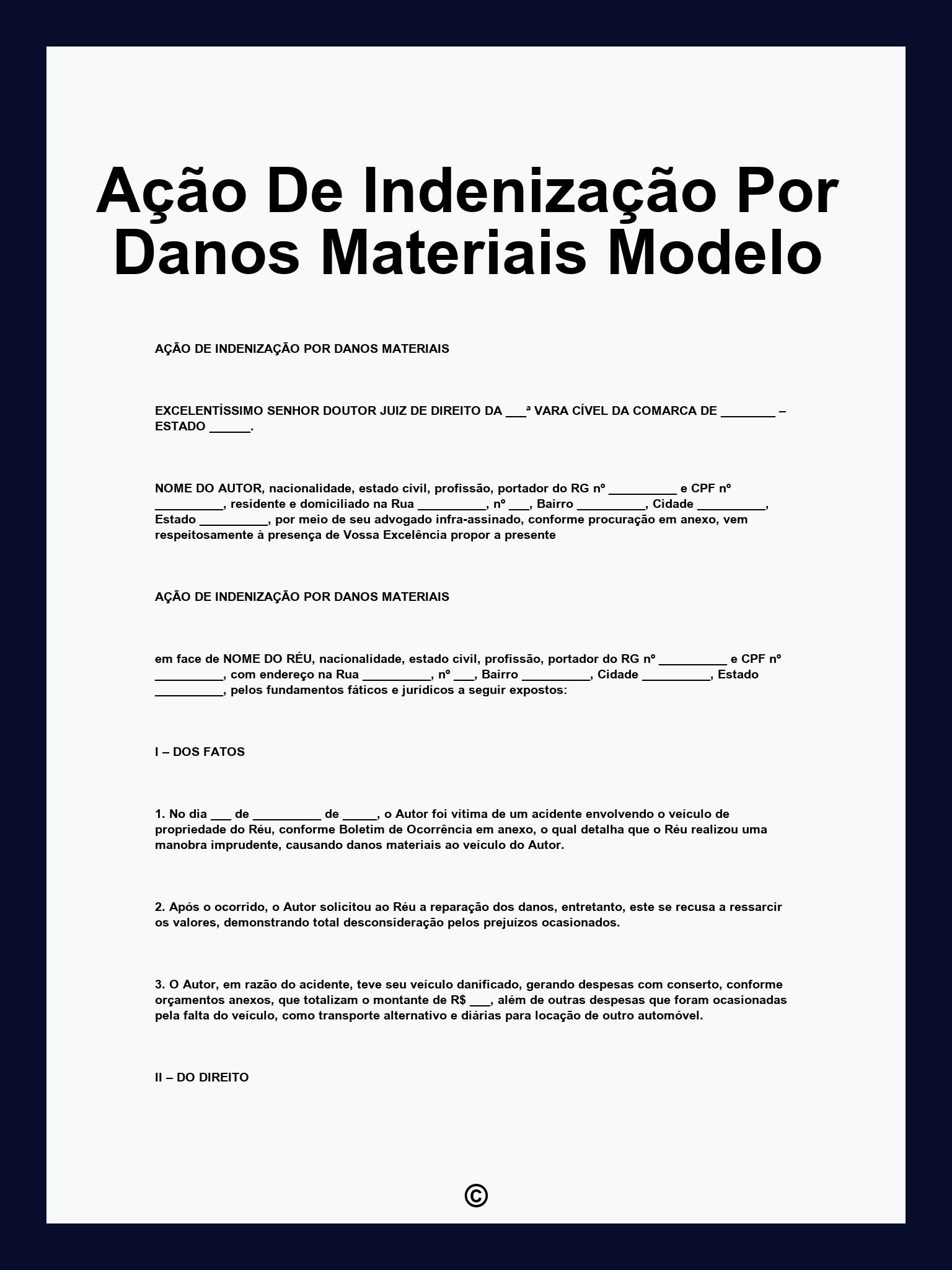 Ação De Indenização Por Danos Materiais Modelo