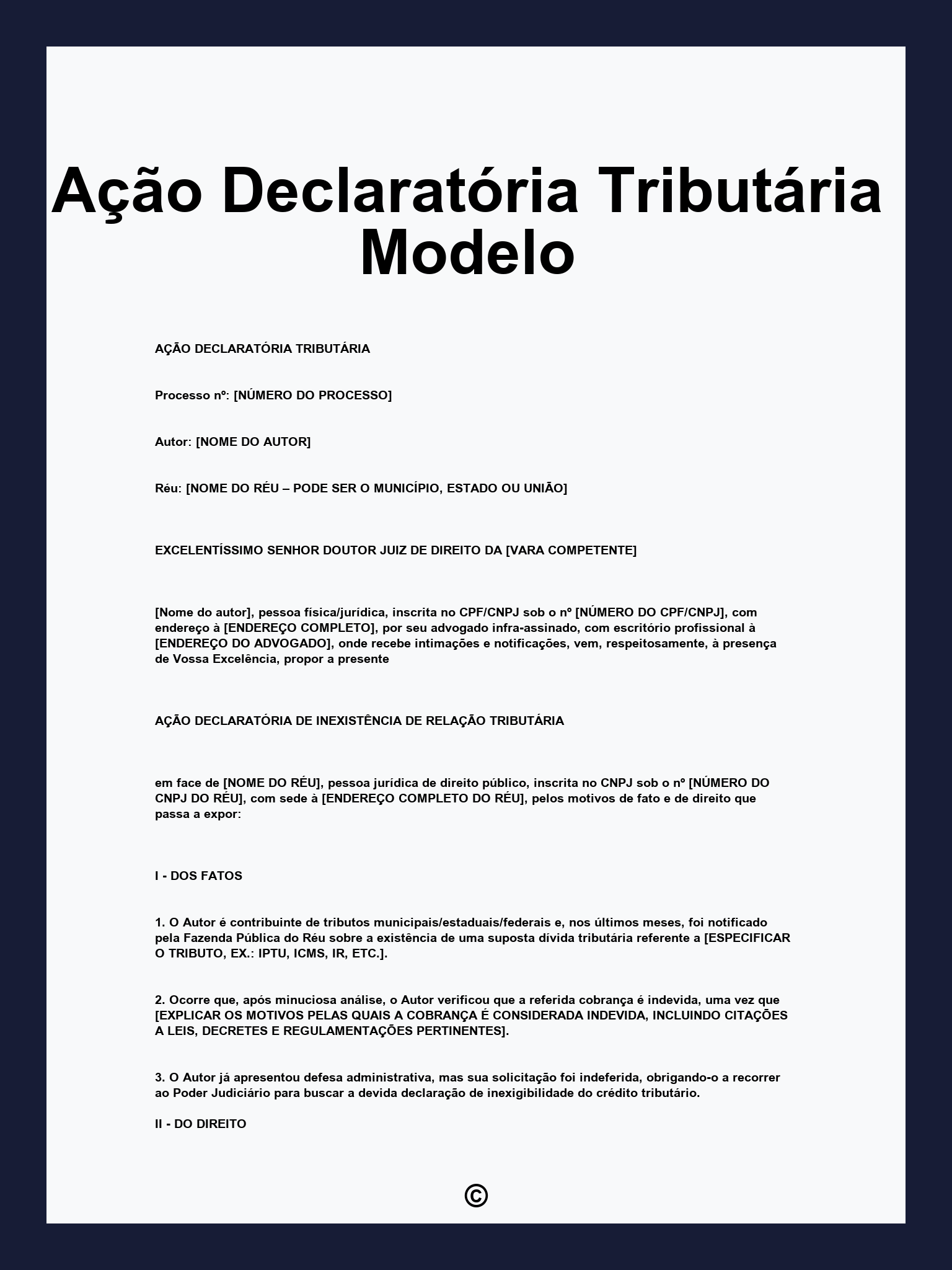 Ação Declaratória Tributária Modelo