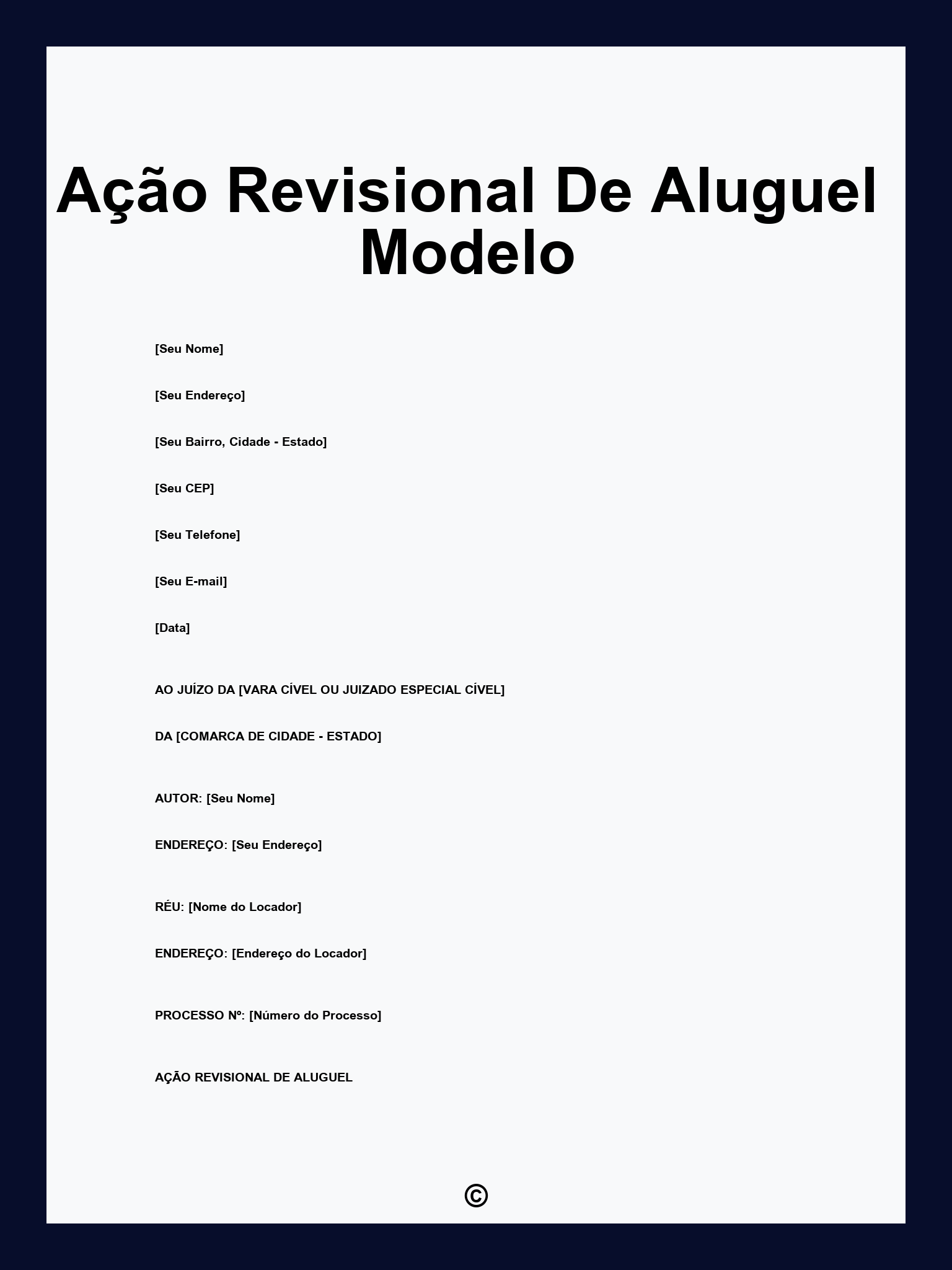 Ação Revisional De Aluguel Modelo