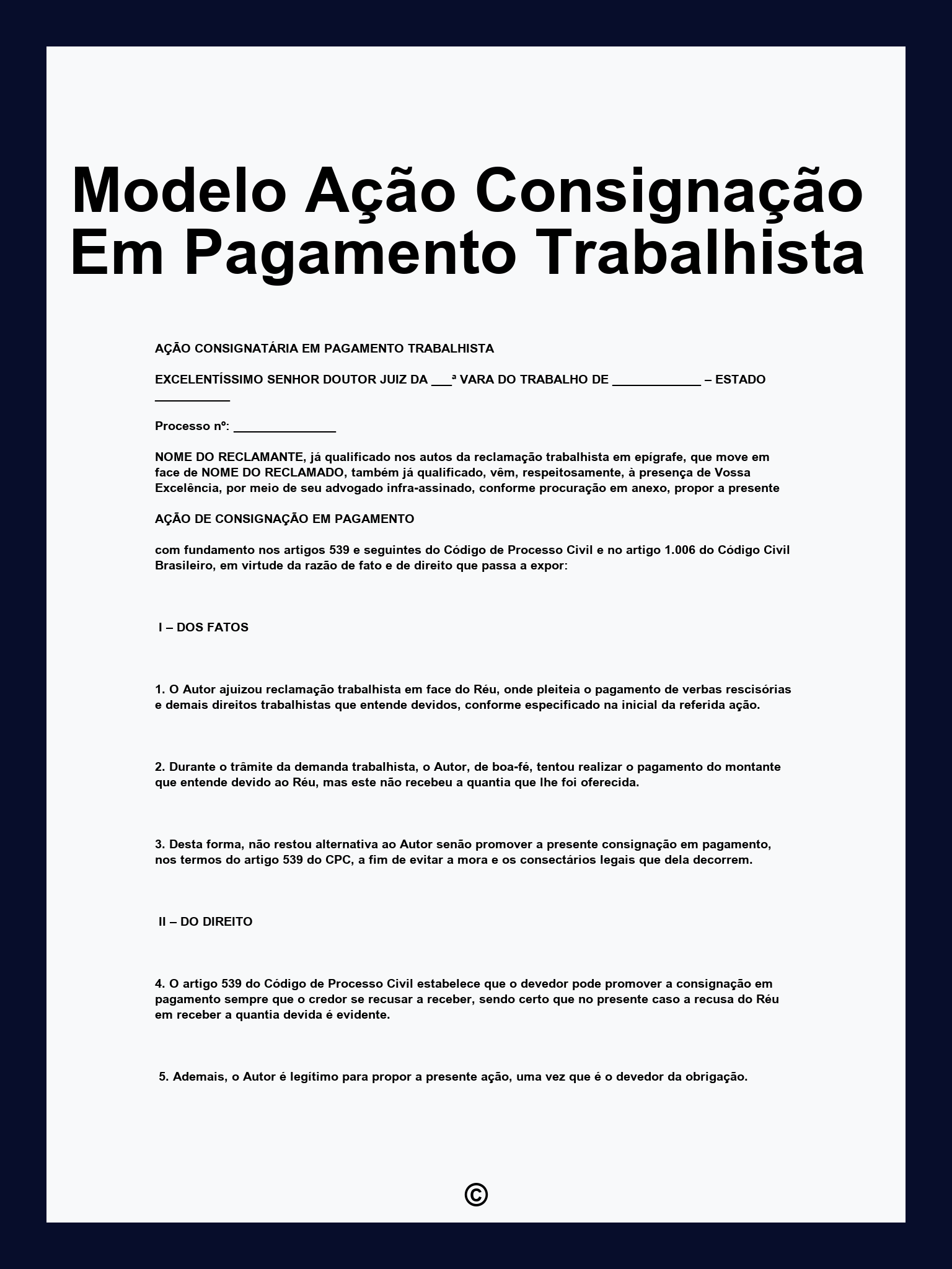 Modelo Ação Consignação Em Pagamento Trabalhista