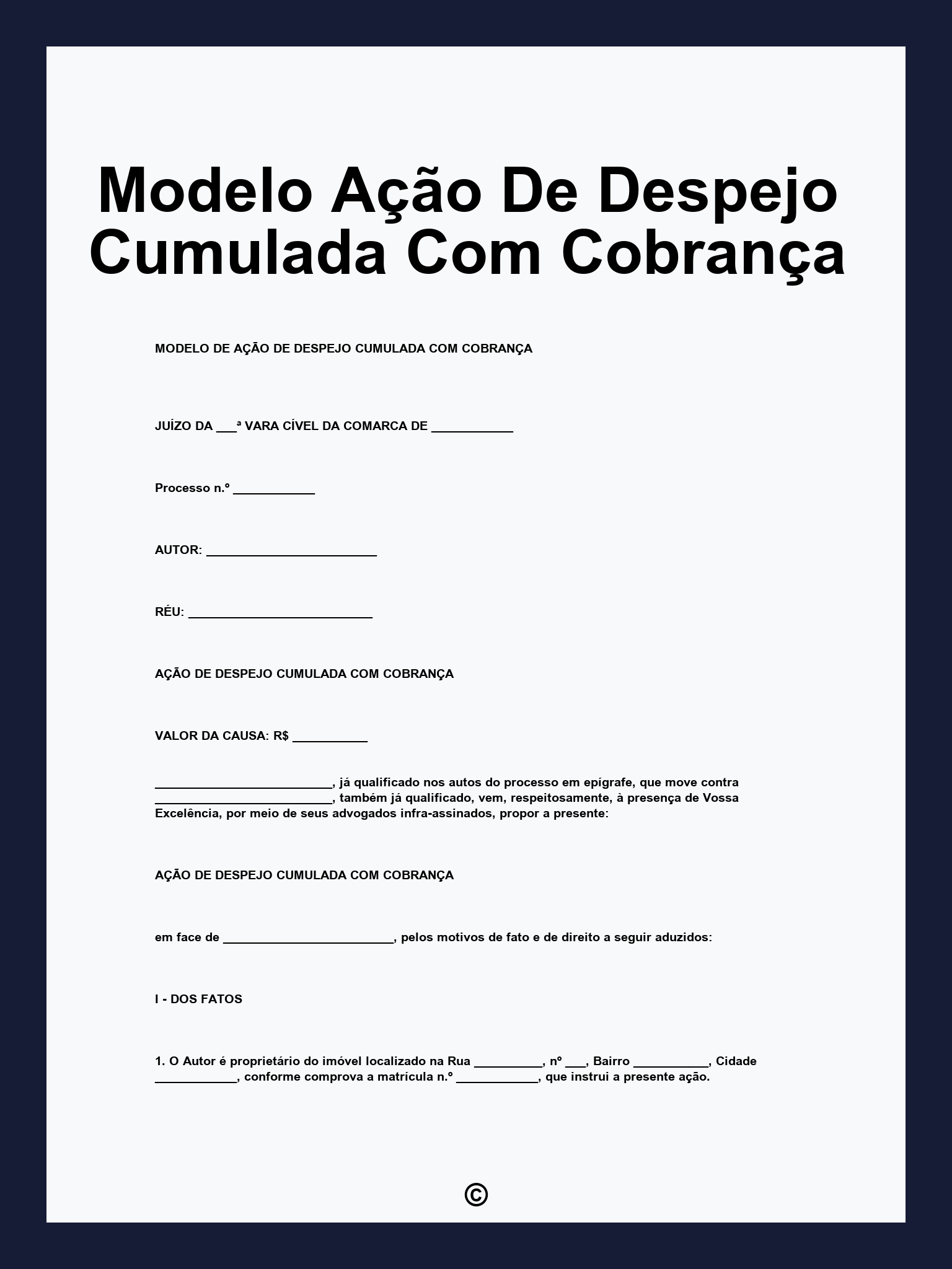 Modelo Ação De Despejo Cumulada Com Cobrança