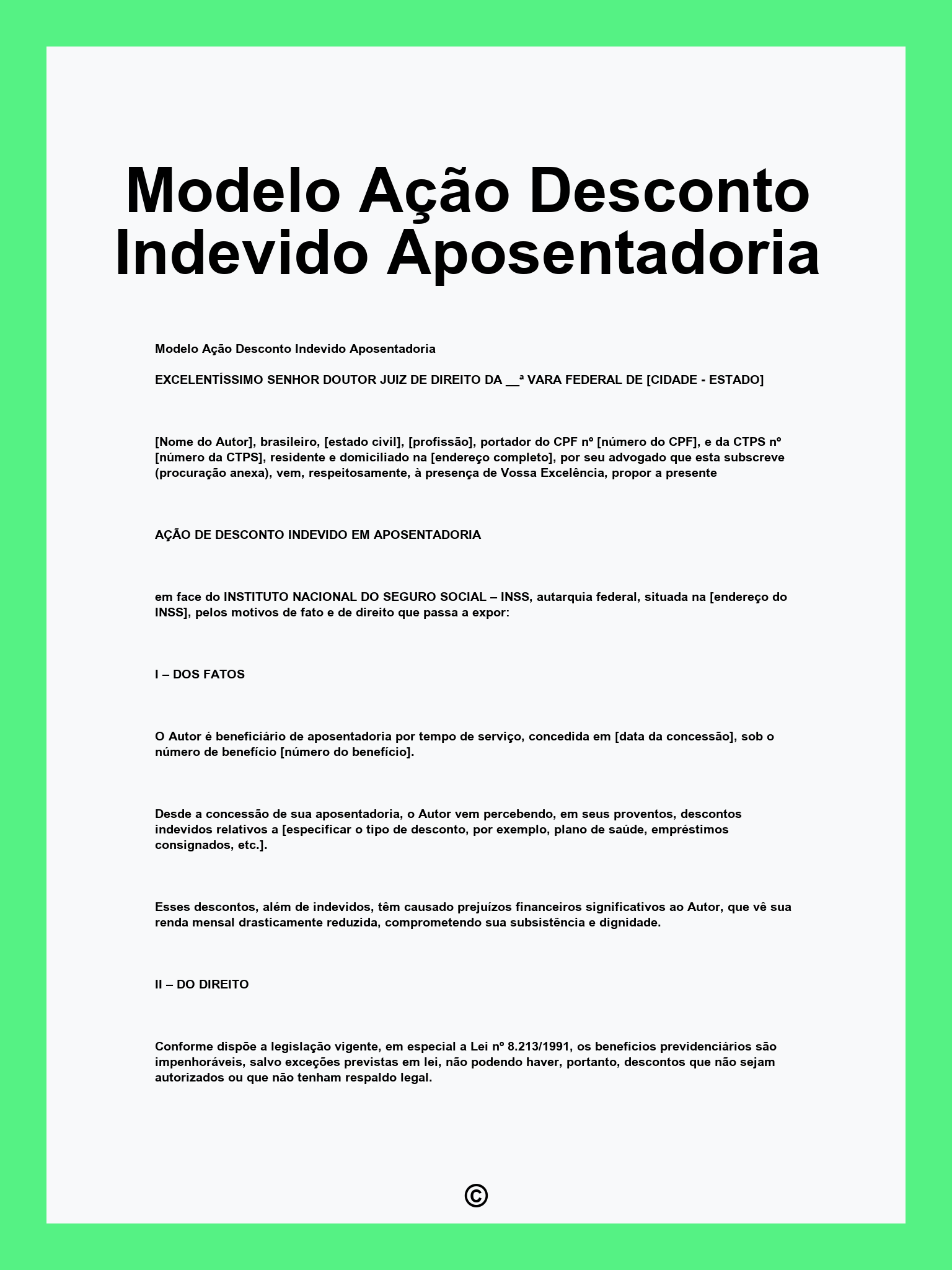 Modelo Ação Desconto Indevido Aposentadoria