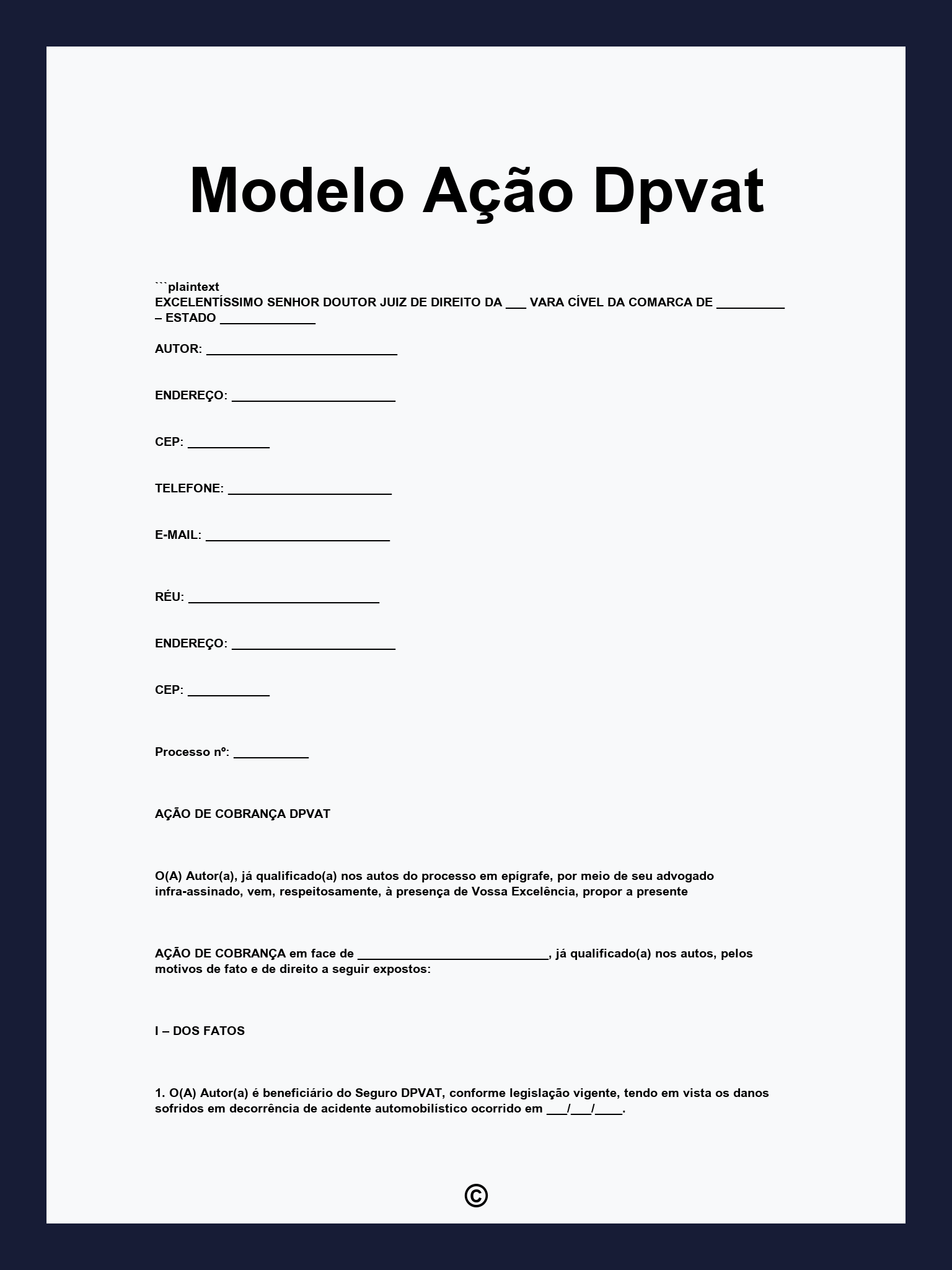 Modelo Ação Dpvat
