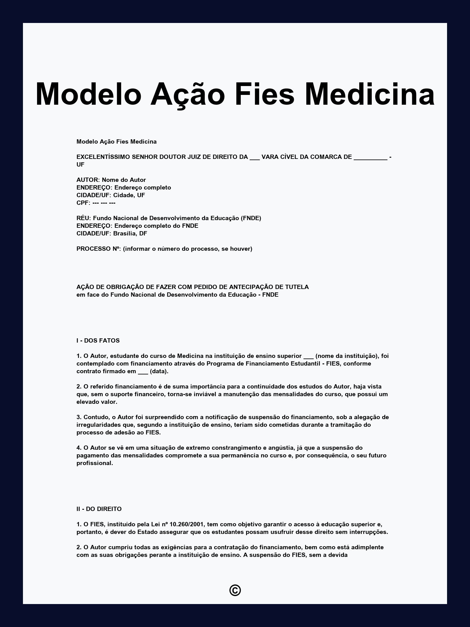 Modelo Ação Fies Medicina