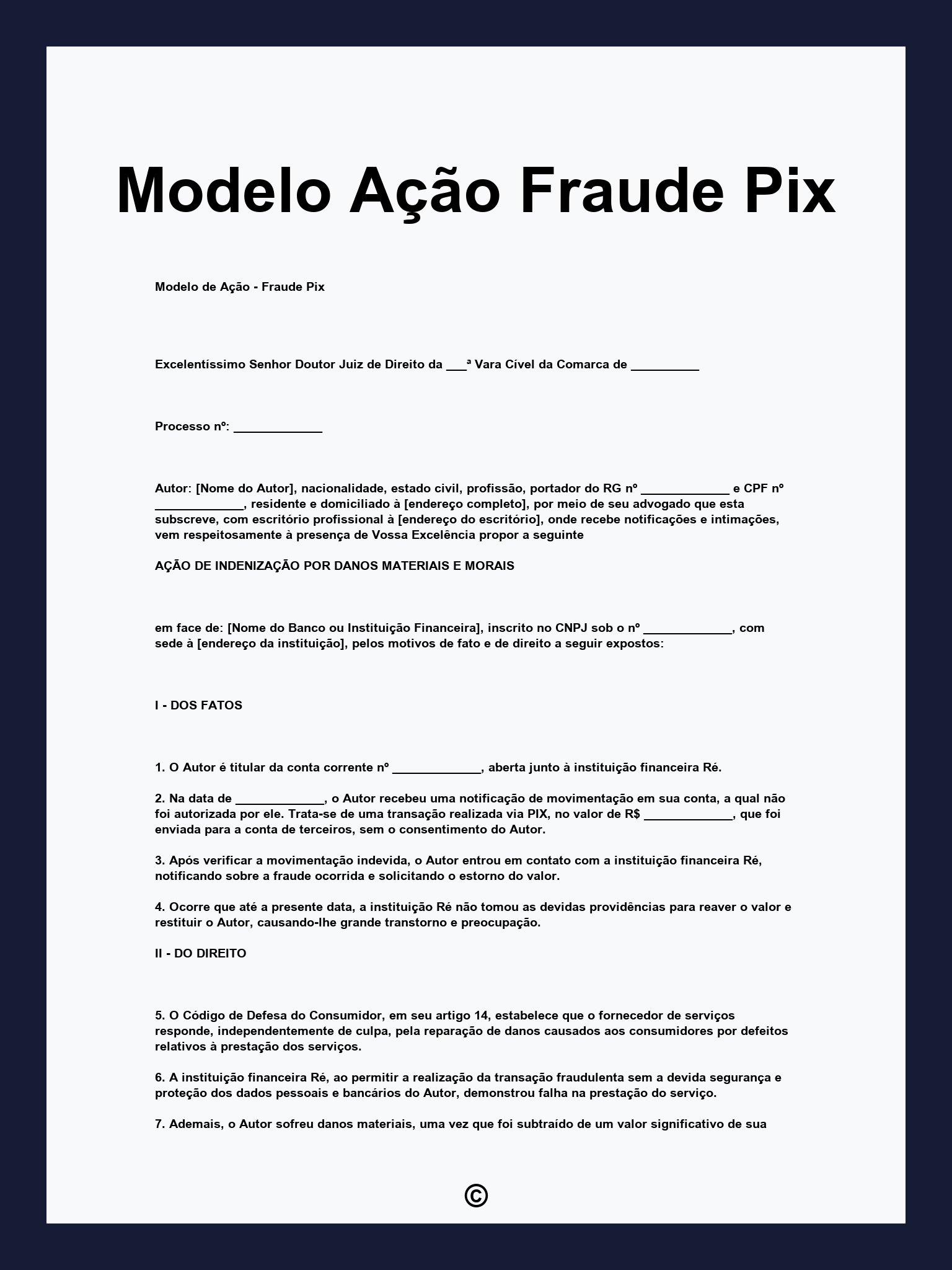Modelo Ação Fraude Pix