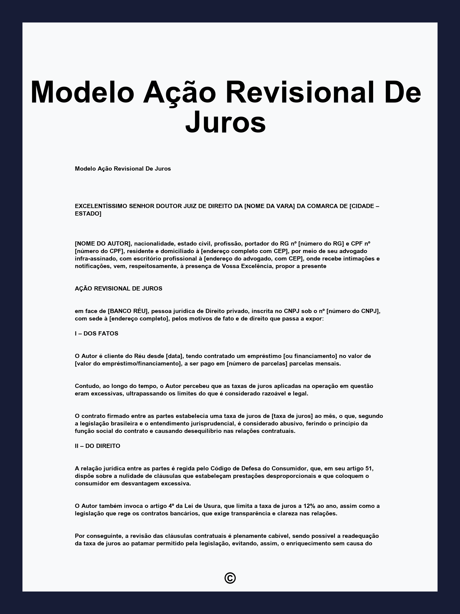 Modelo Ação Revisional De Juros