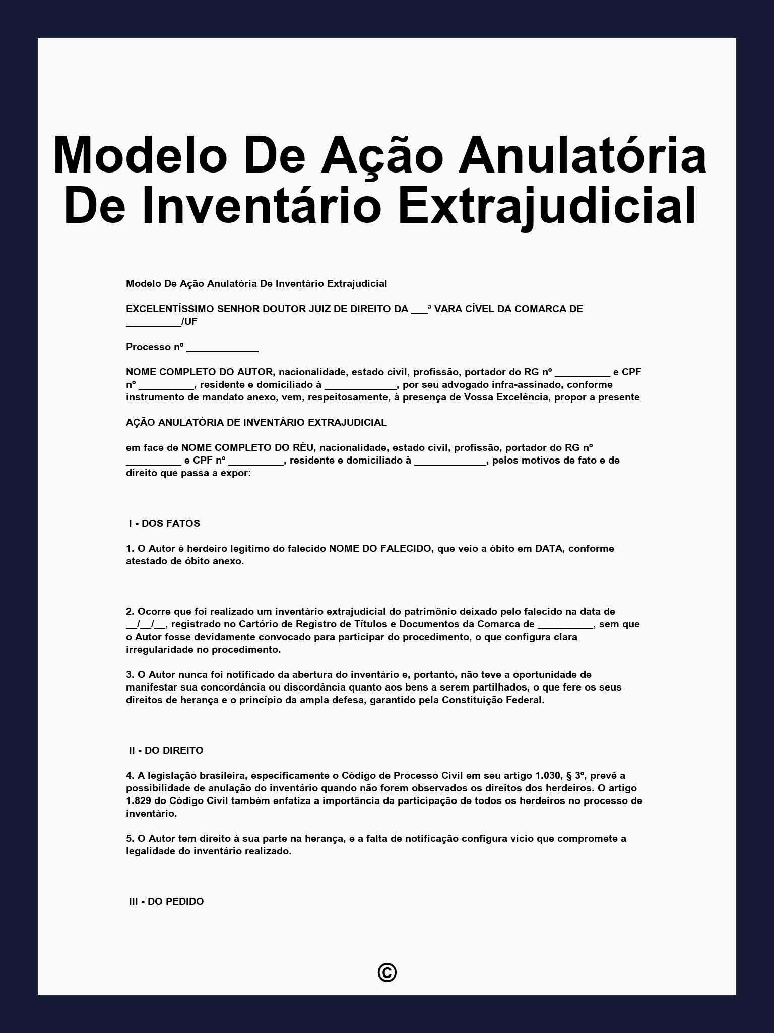 Modelo De Ação Anulatória De Inventário Extrajudicial