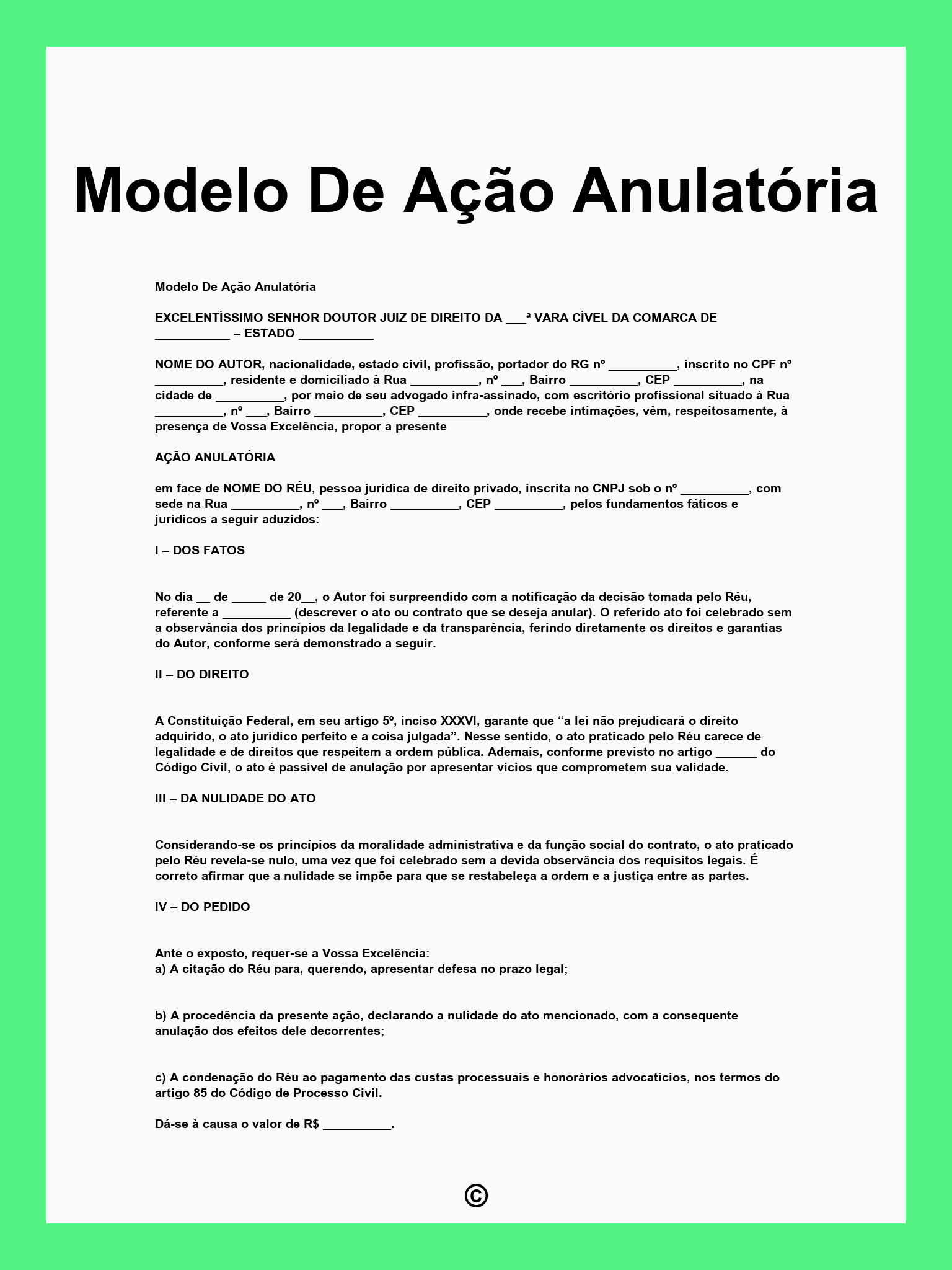 Modelo De Ação Anulatória