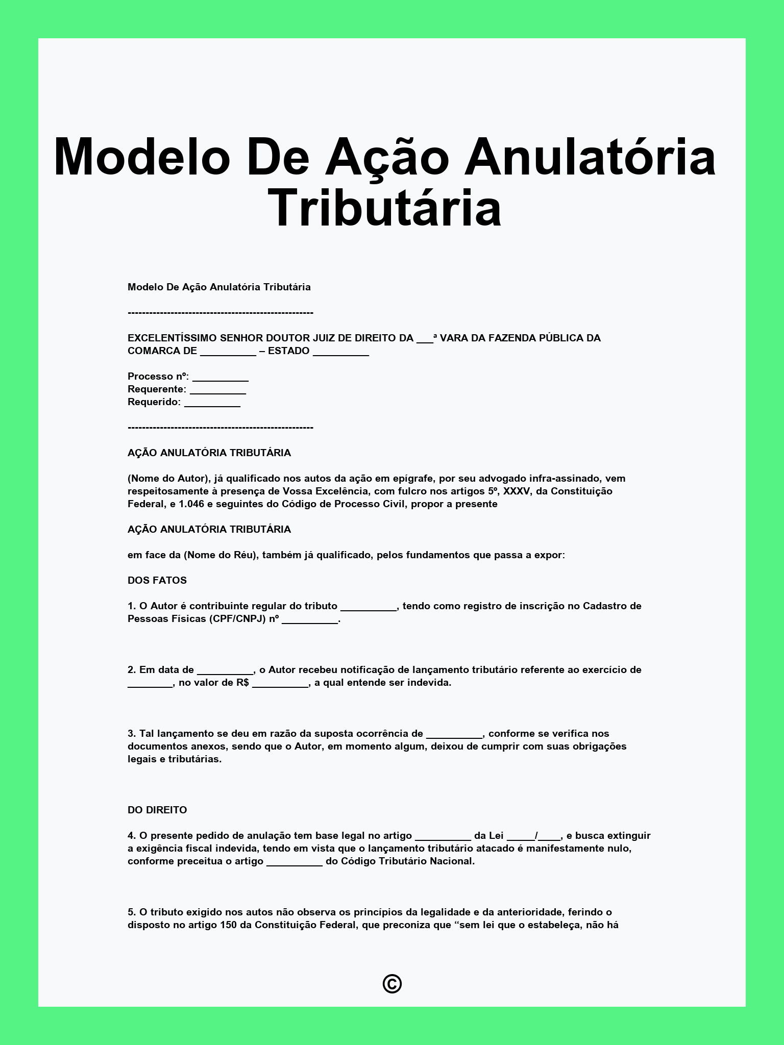 Modelo De Ação Anulatória Tributária