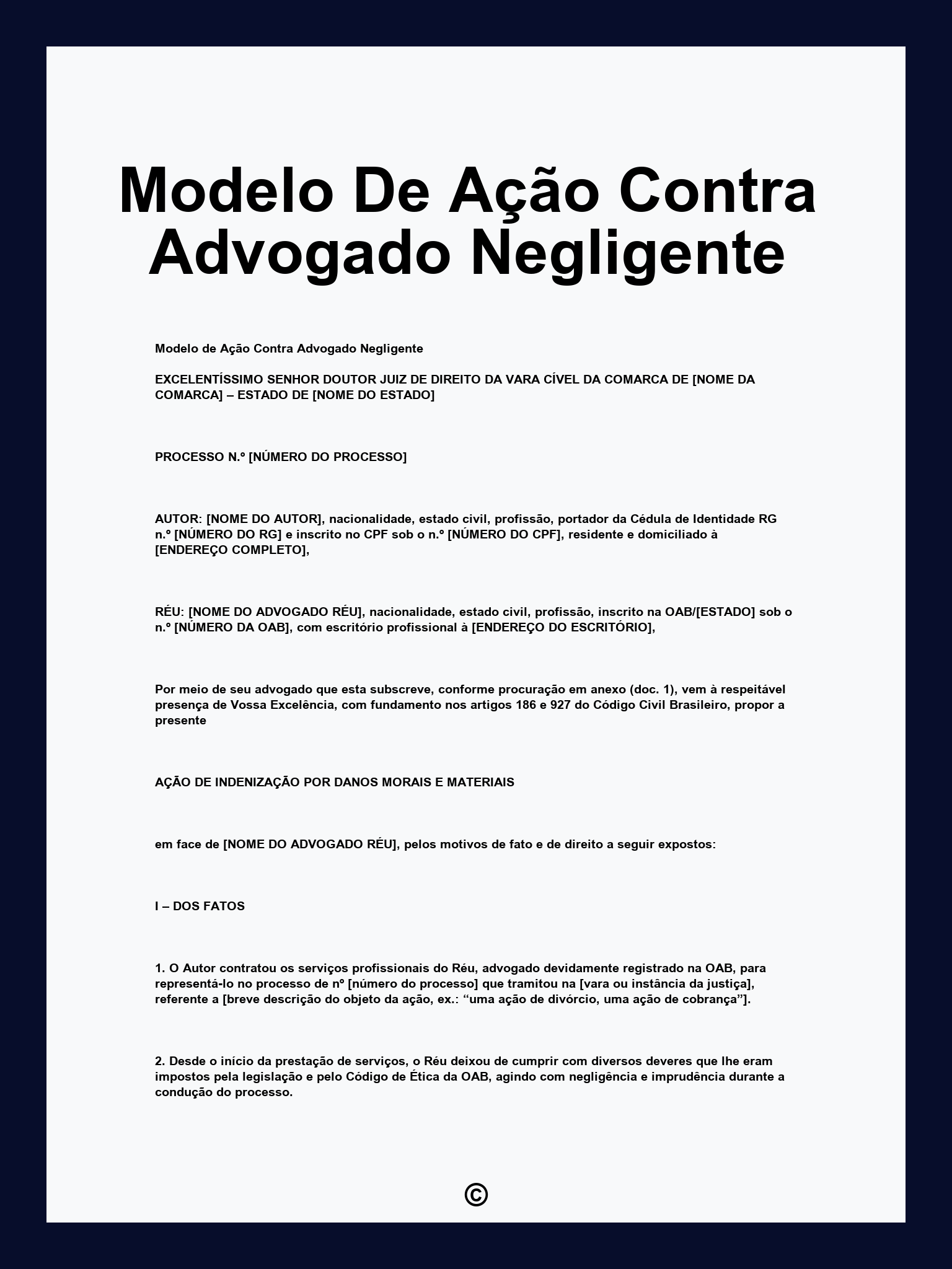 Modelo De Ação Contra Advogado Negligente