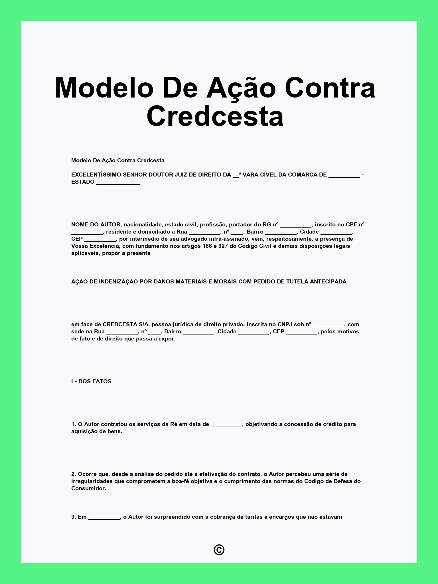Modelo De Ação Contra Credcesta