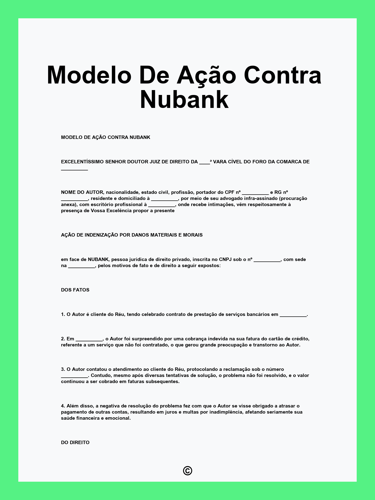 Modelo De Ação Contra Nubank