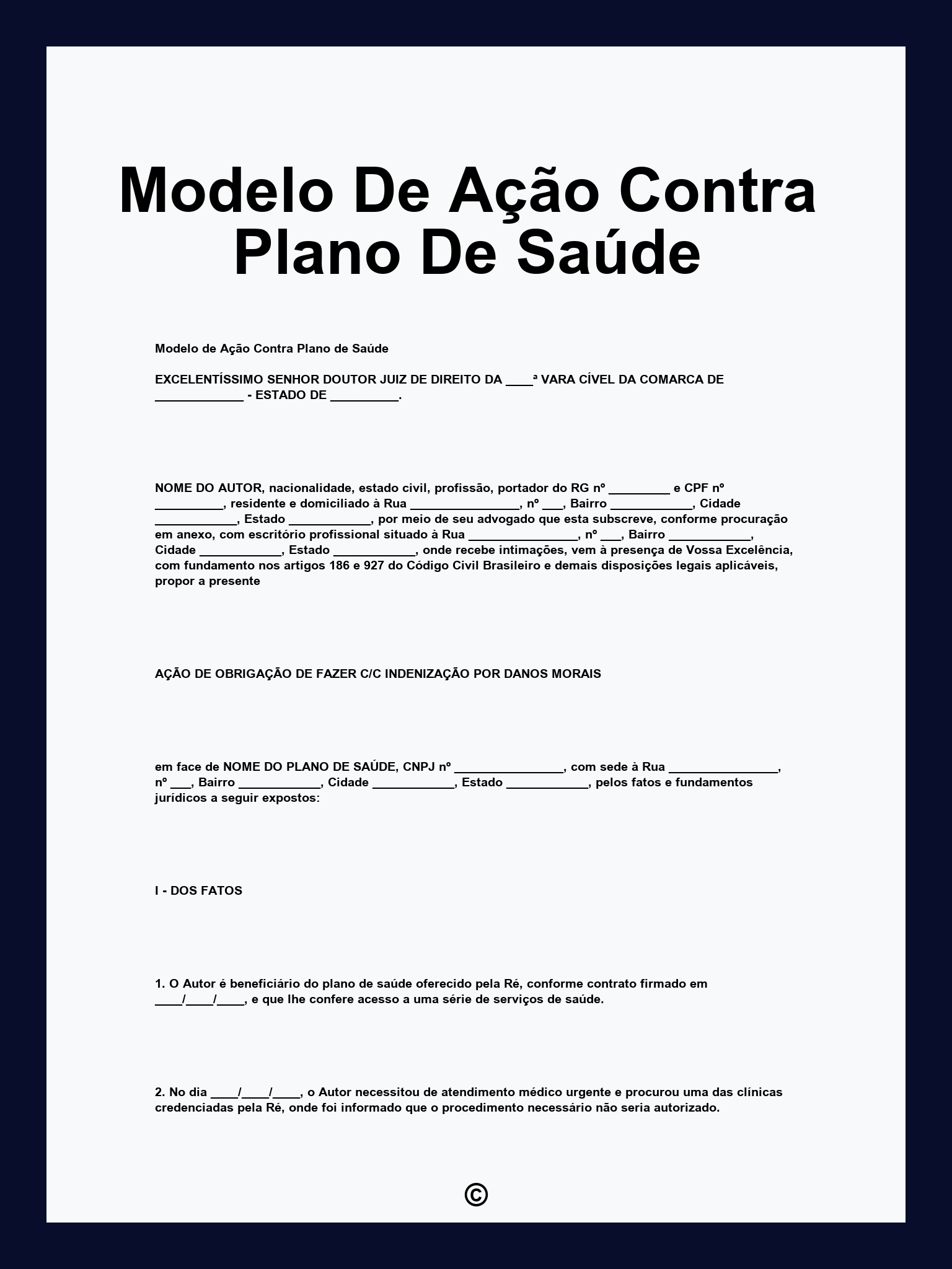 Modelo De Ação Contra Plano De Saúde