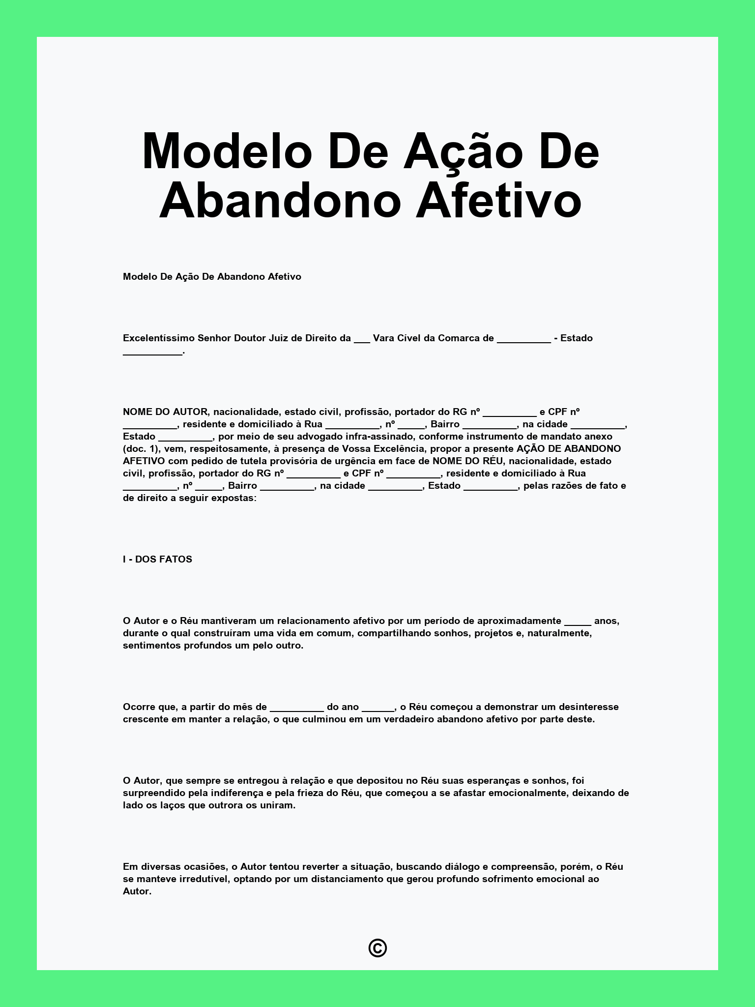 Modelo De Ação De Abandono Afetivo