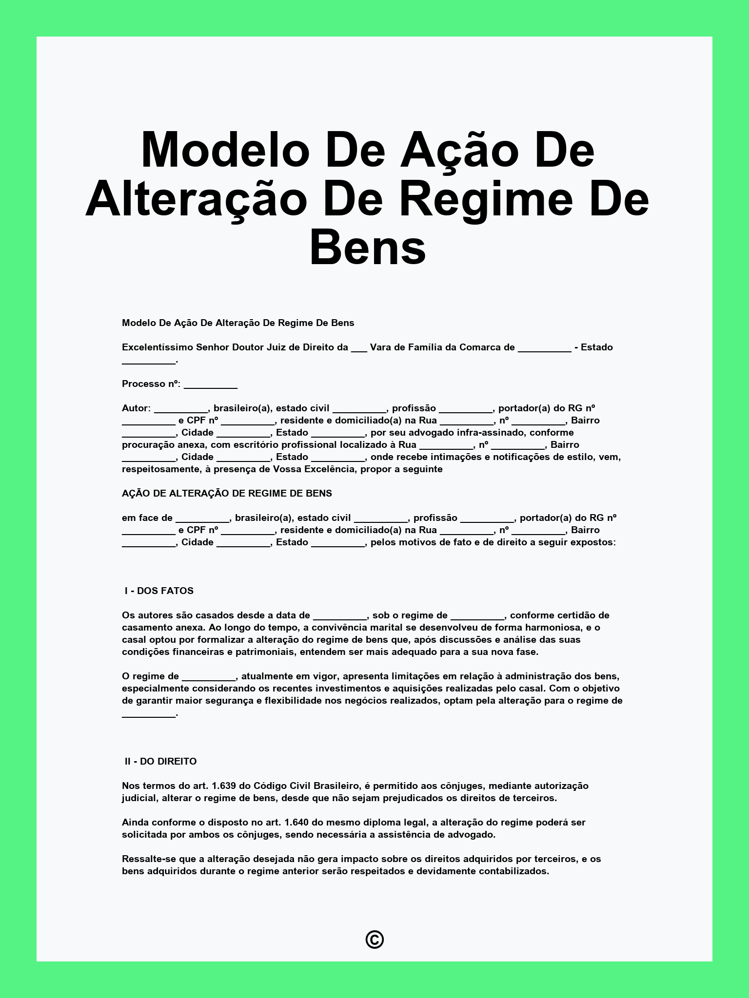 Modelo De Ação De Alteração De Regime De Bens