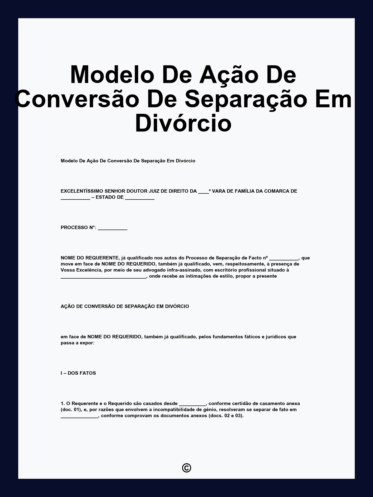 Modelo De Ação De Conversão De Separação Em Divórcio