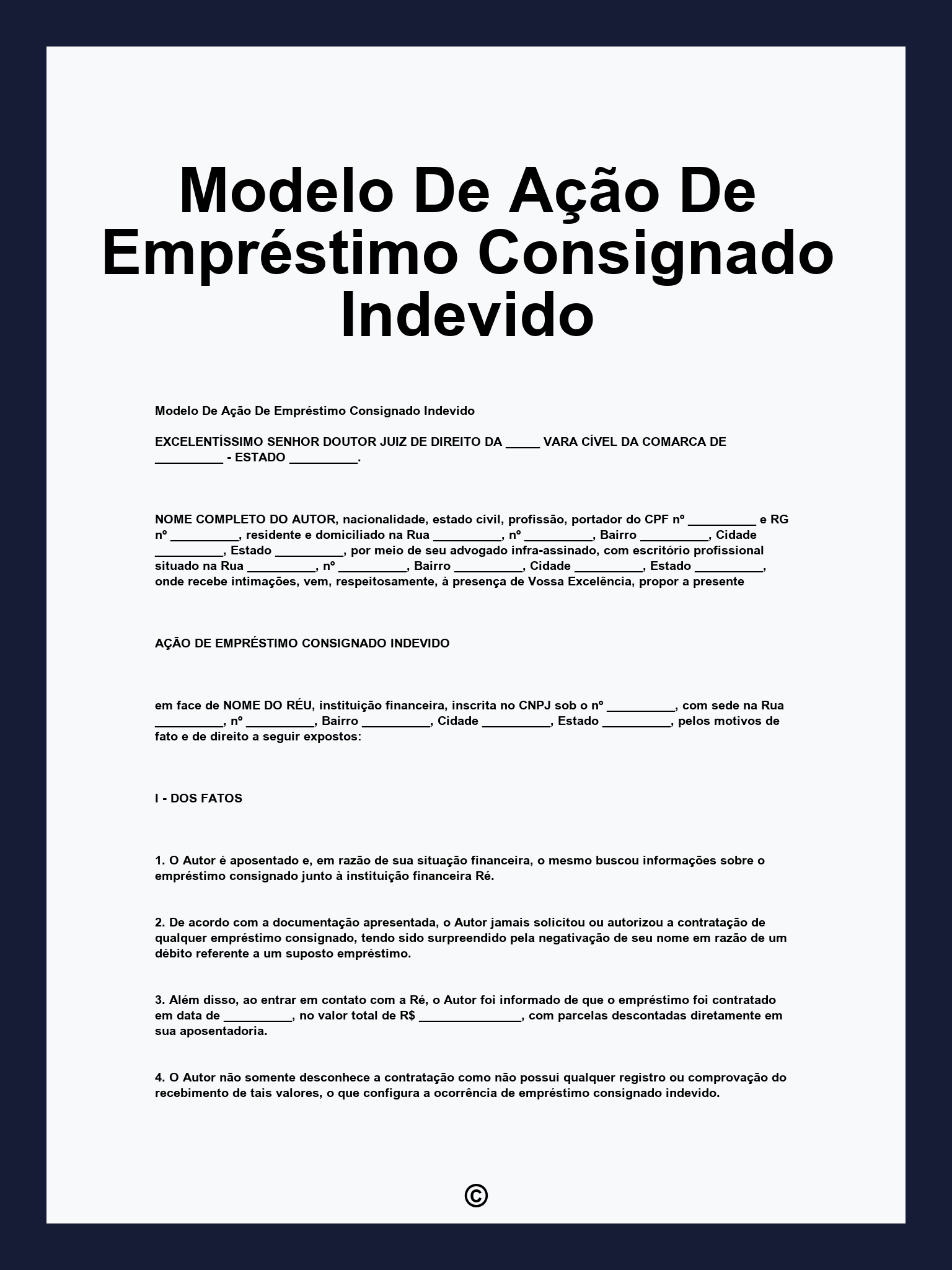Modelo De Ação De Empréstimo Consignado Indevido
