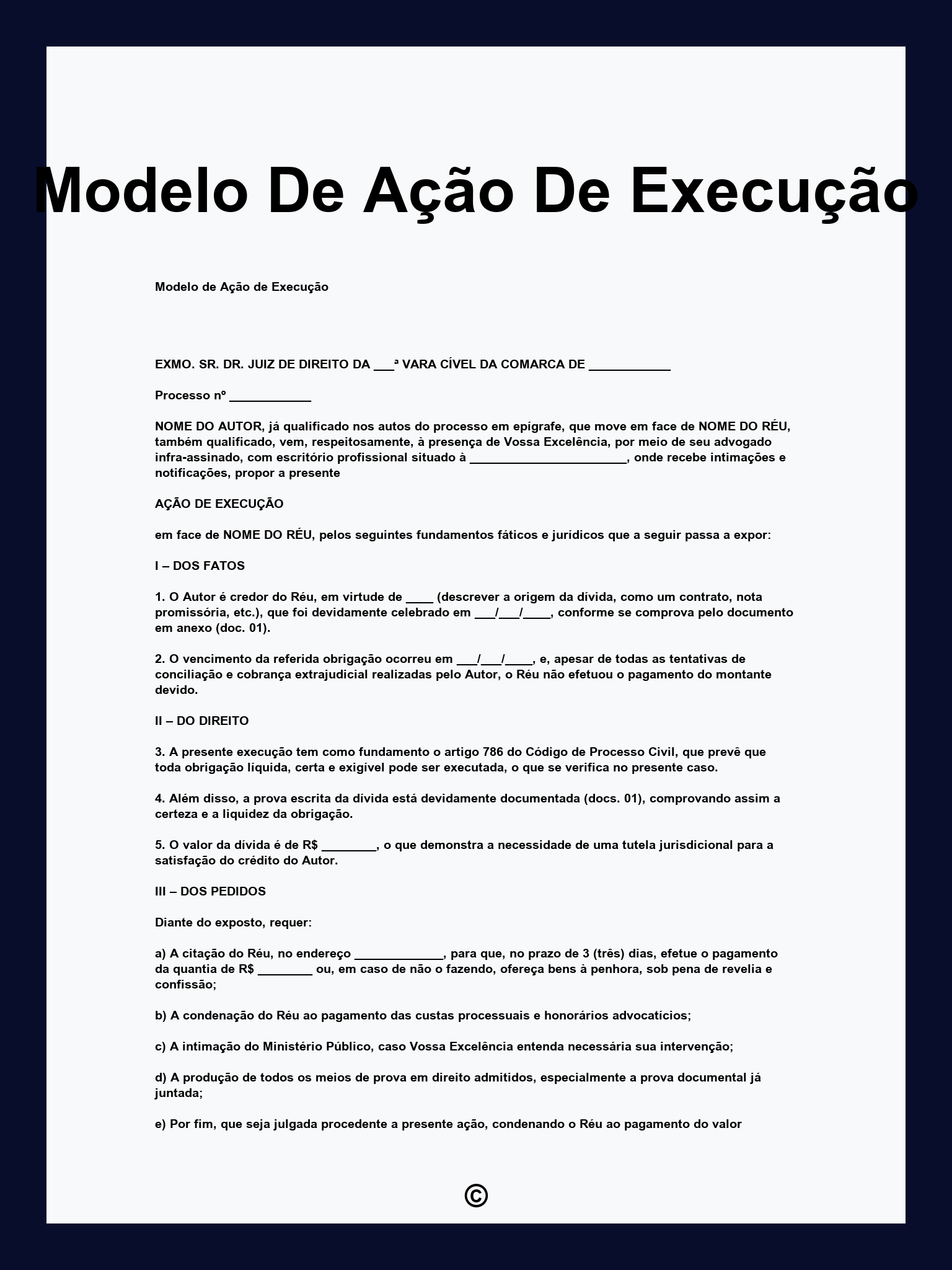 Modelo De Ação De Execução