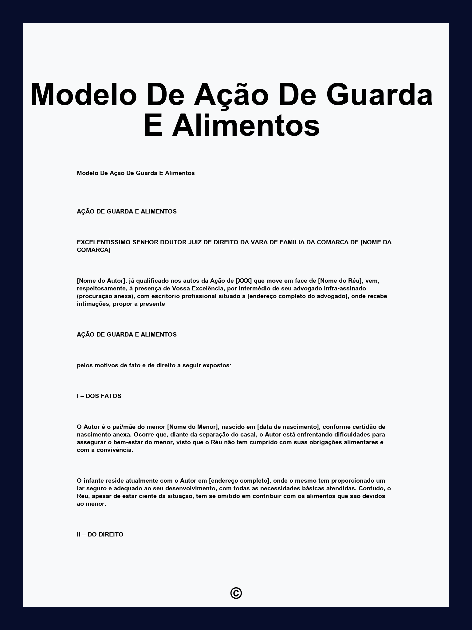 Modelo De Ação De Guarda E Alimentos