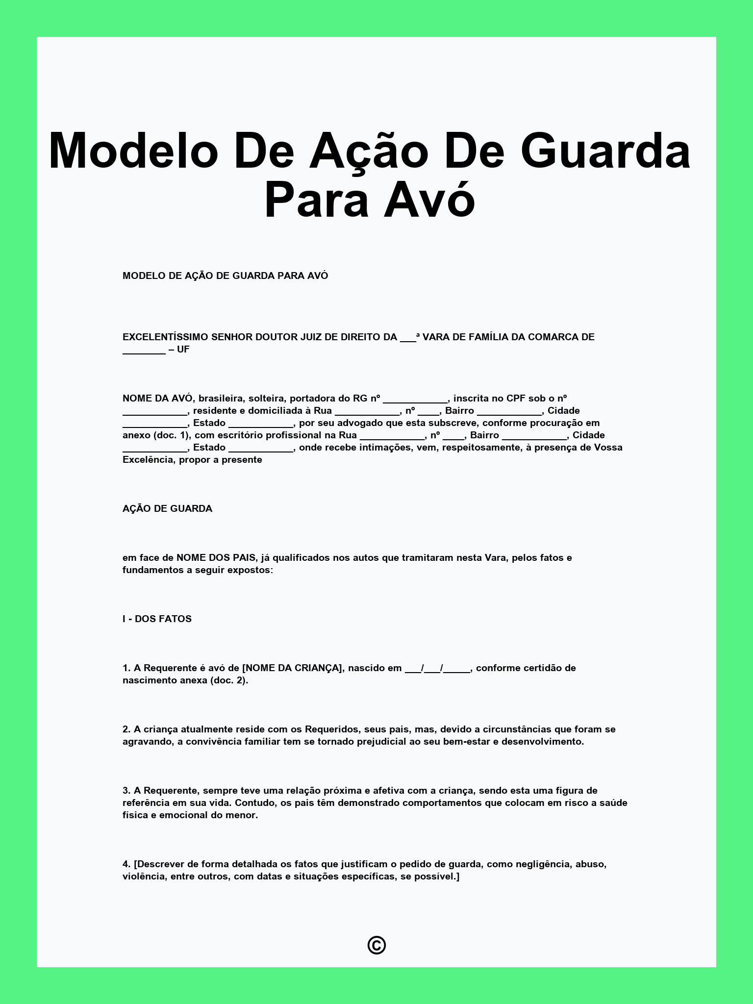 Modelo De Ação De Guarda Para Avó