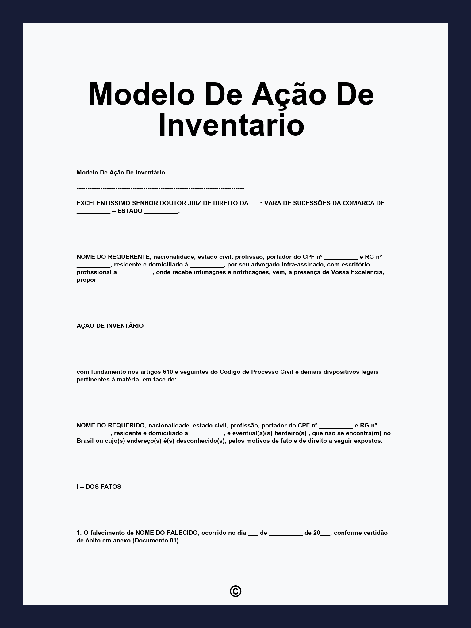 Modelo De Ação De Inventario