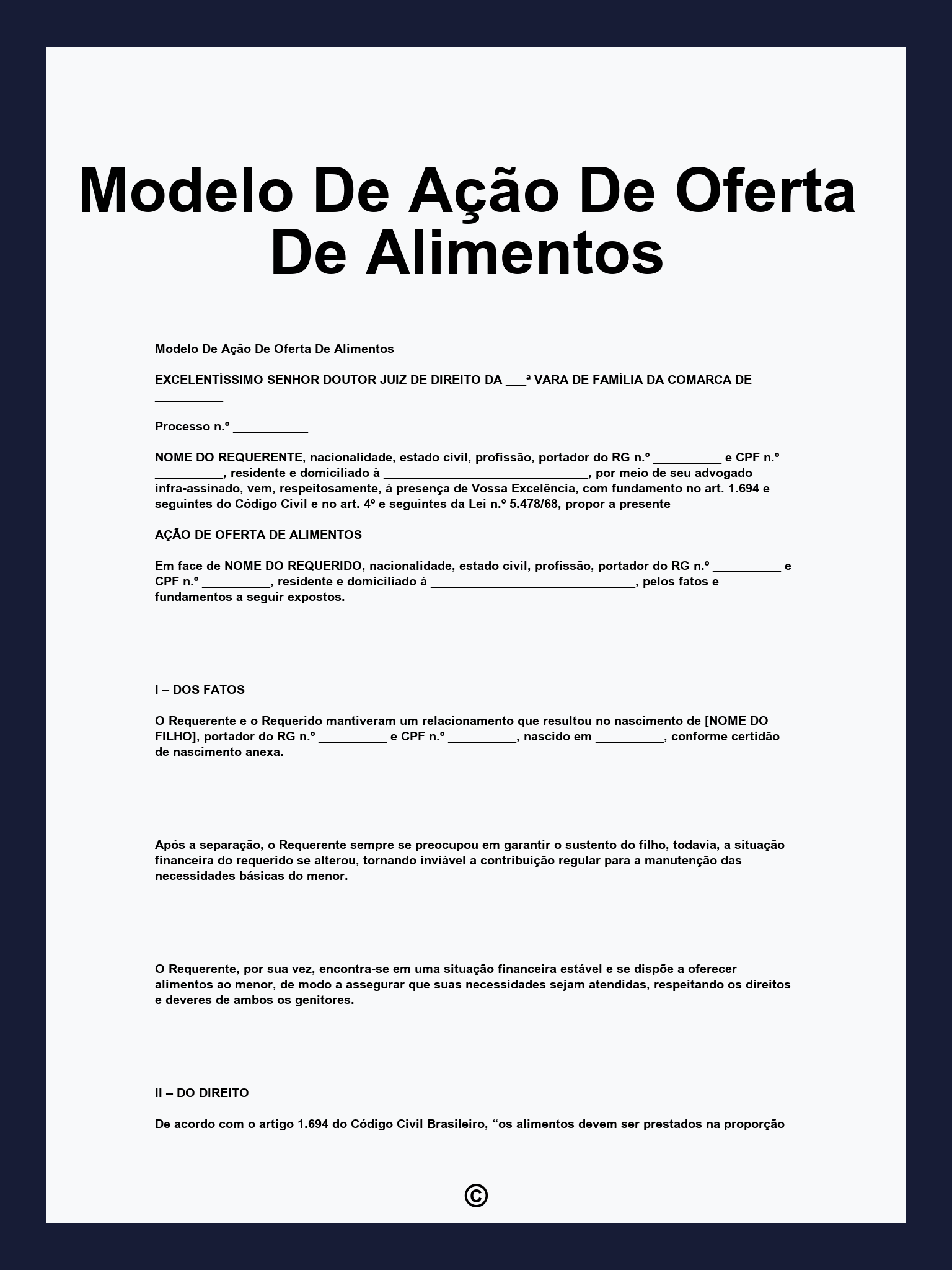 Modelo De Ação De Oferta De Alimentos