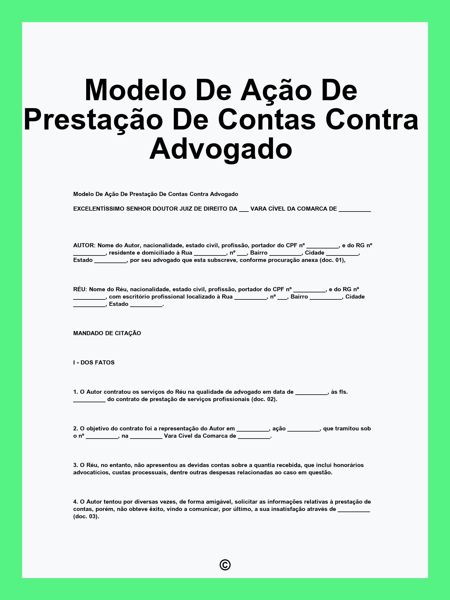 Modelo De Ação De Prestação De Contas Contra Advogado