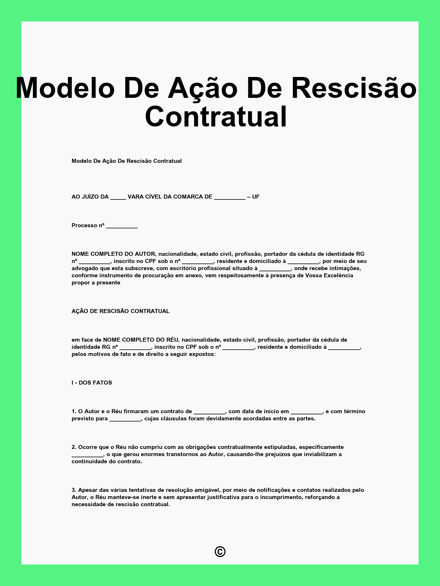 Modelo De Ação De Rescisão Contratual