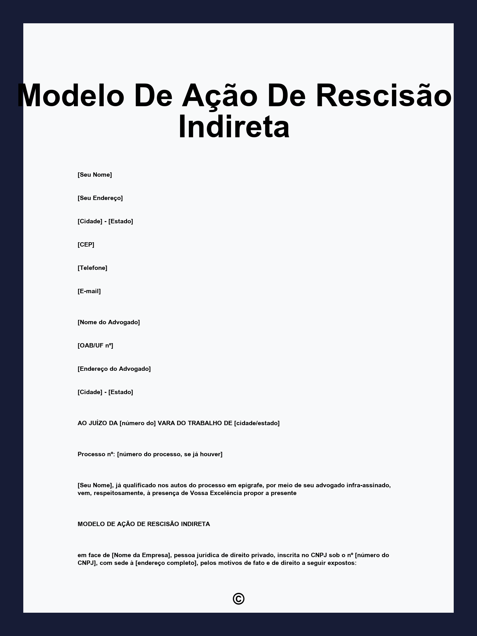 Modelo De Ação De Rescisão Indireta