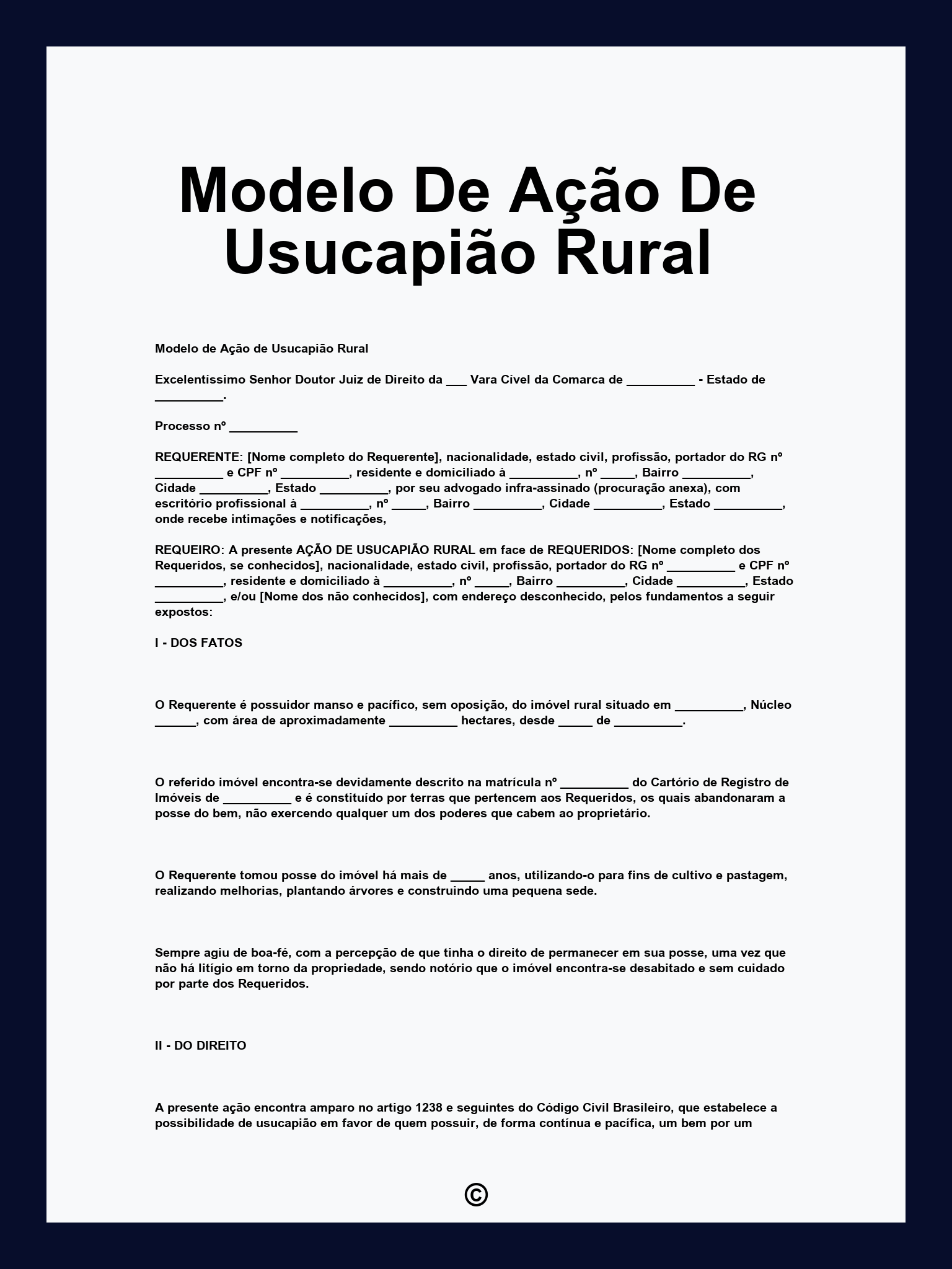 Modelo De Ação De Usucapião Rural