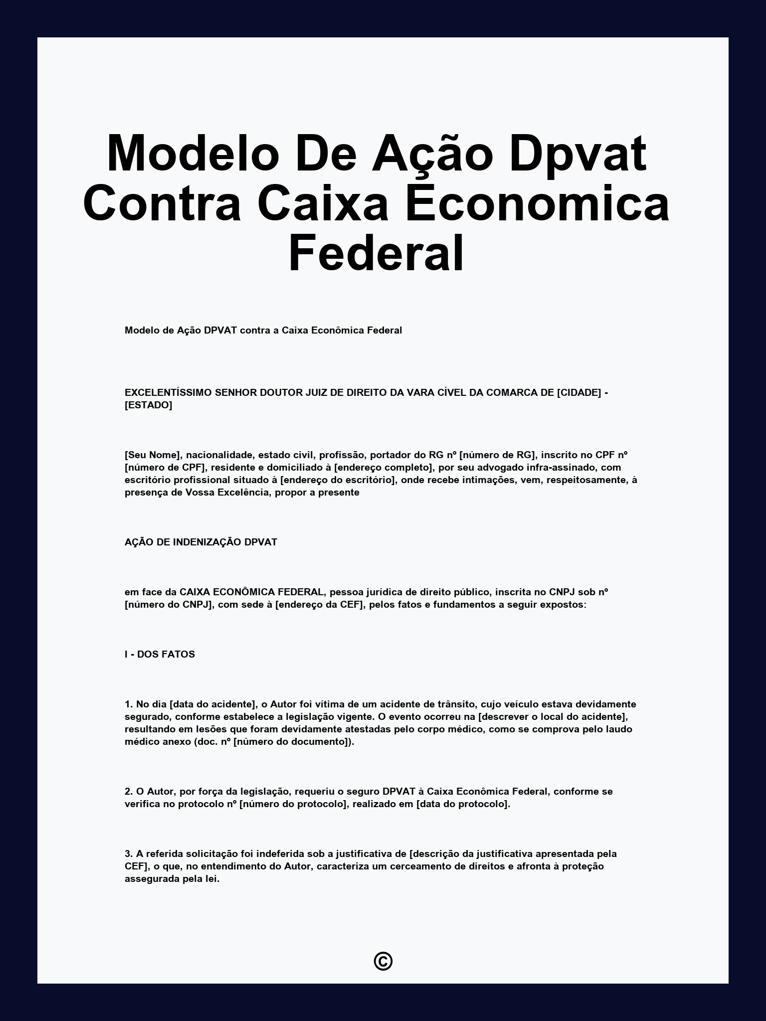 Modelo De Ação Dpvat Contra Caixa Economica Federal