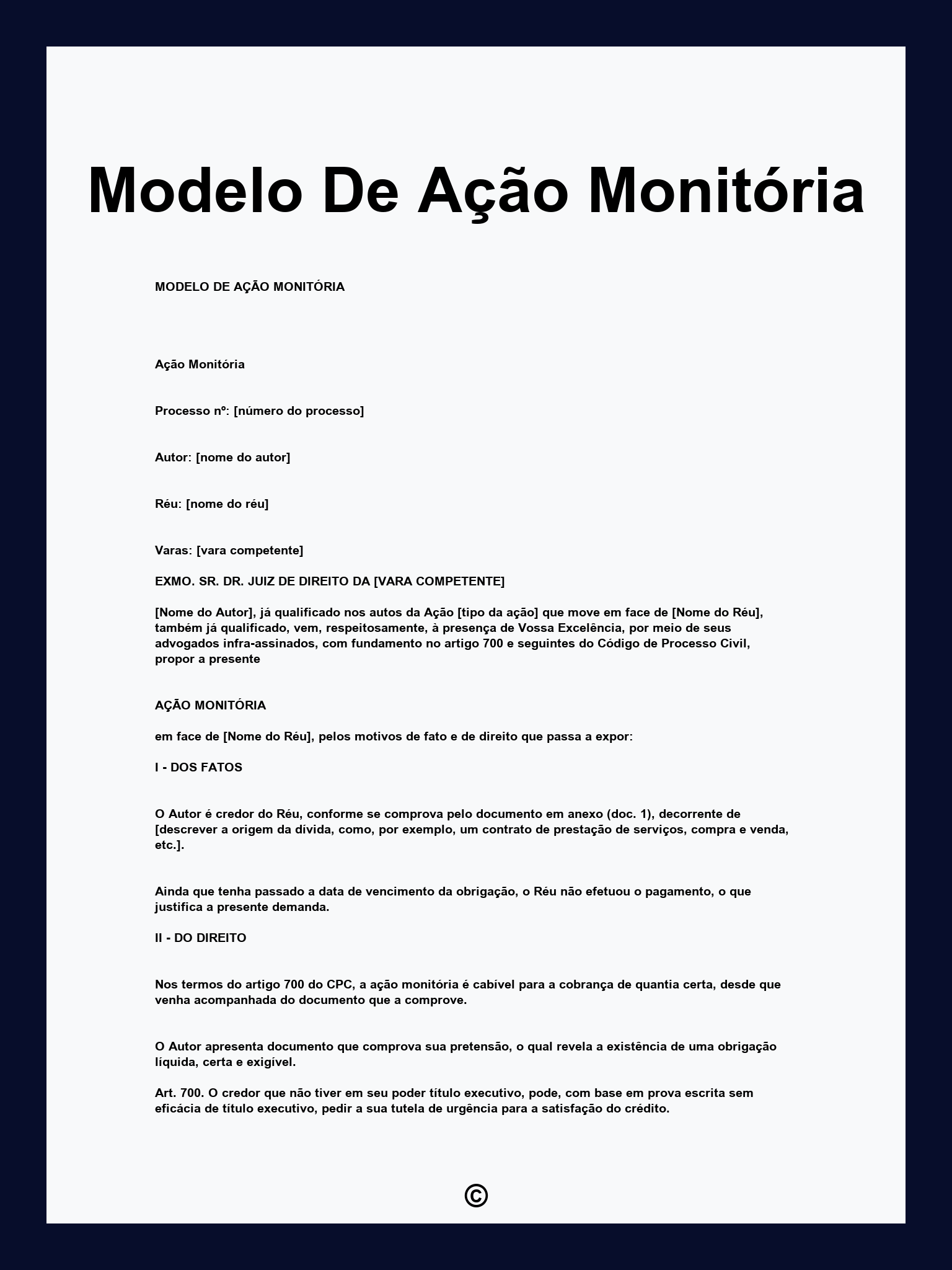 Modelo De Ação Monitória