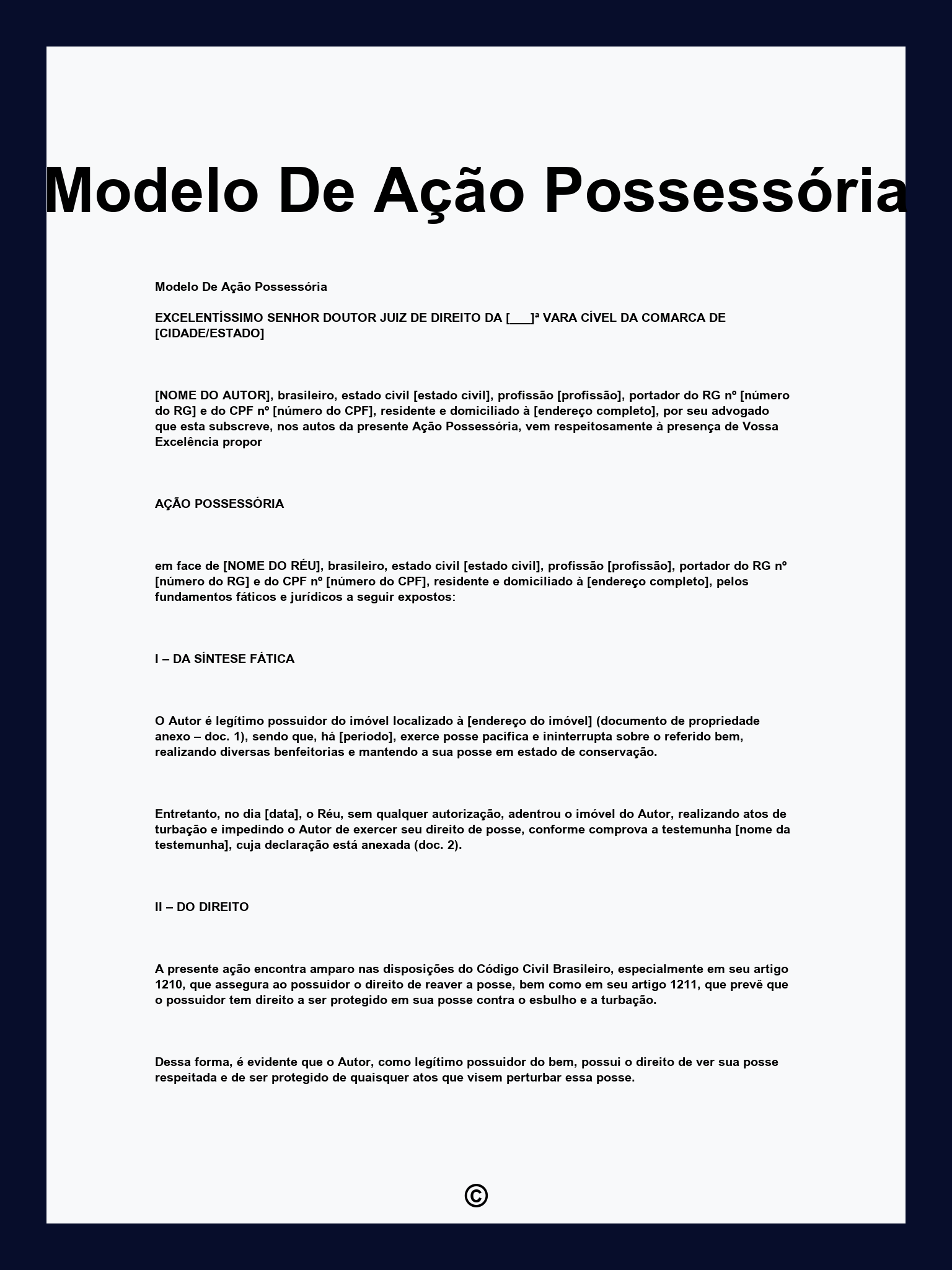 Modelo De Ação Possessória