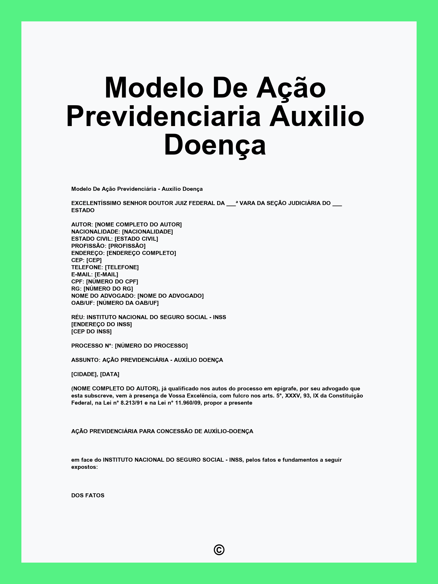 Modelo De Ação Previdenciaria Auxilio Doença