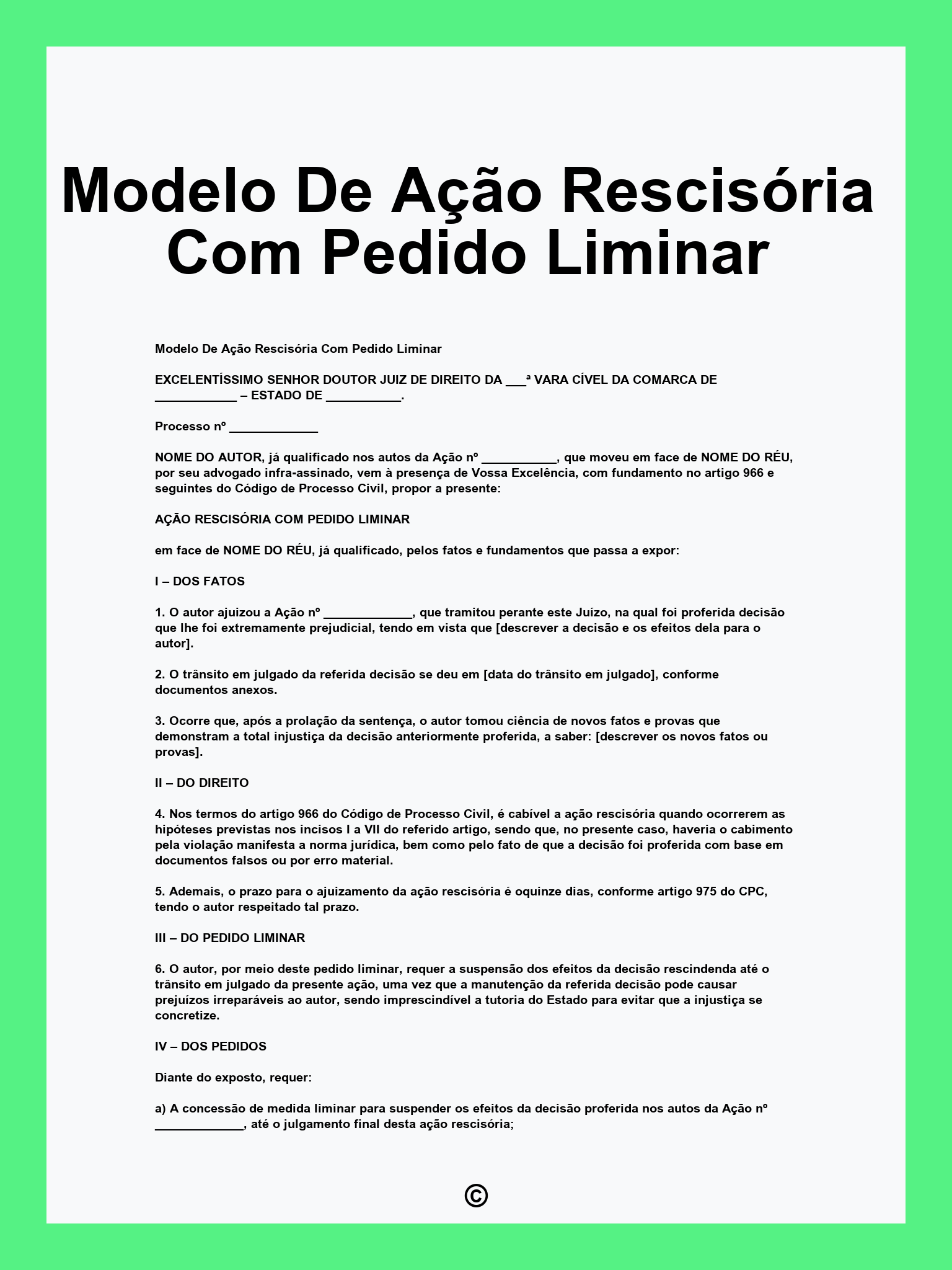 Modelo De Ação Rescisória Com Pedido Liminar