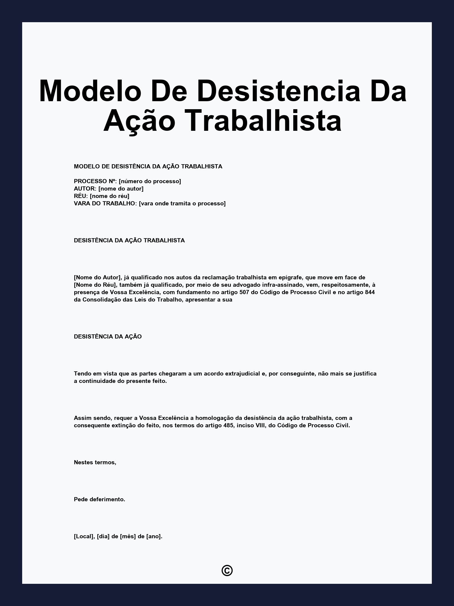 Modelo De Desistencia Da Ação Trabalhista