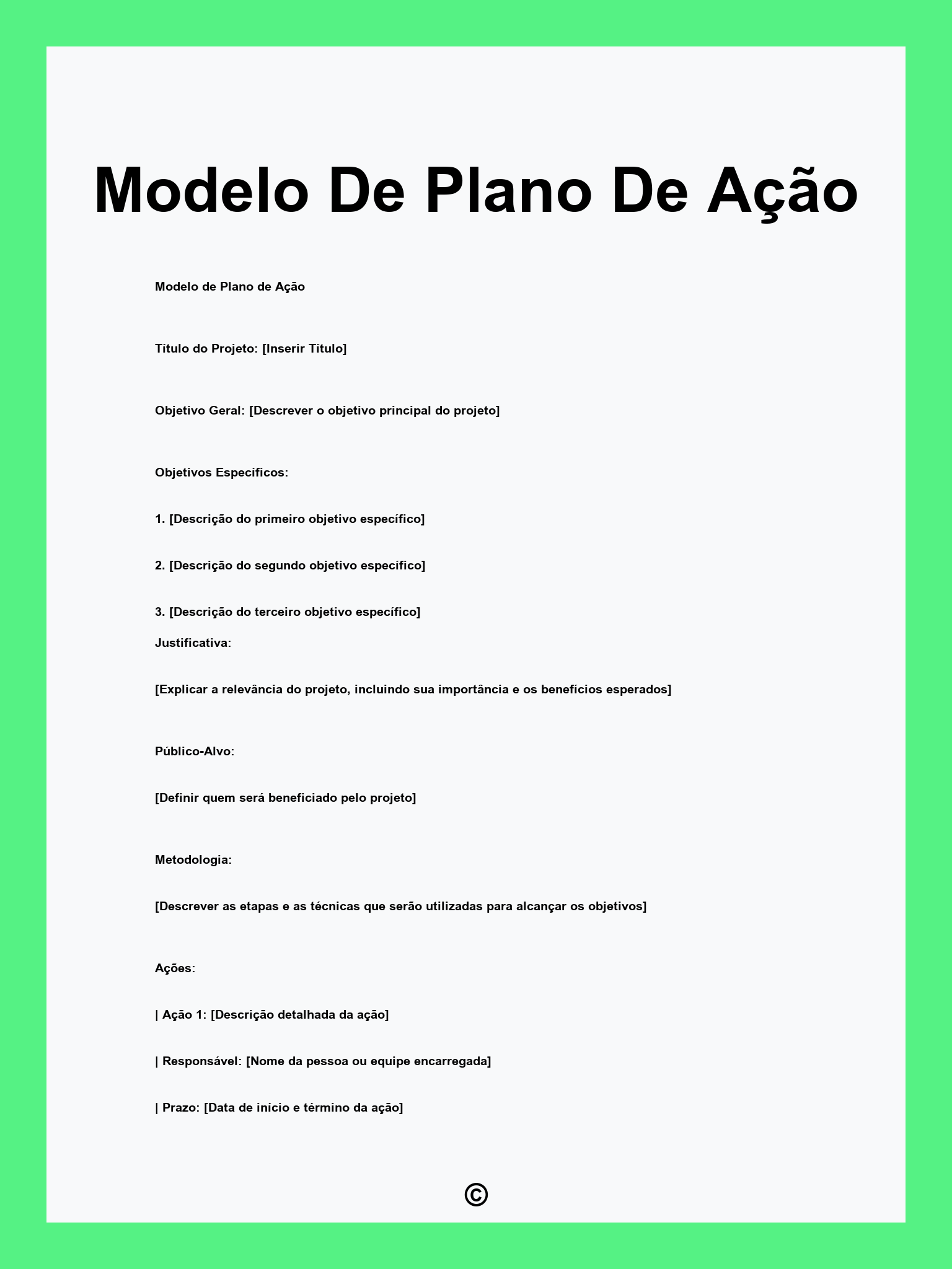 Modelo De Plano De Ação