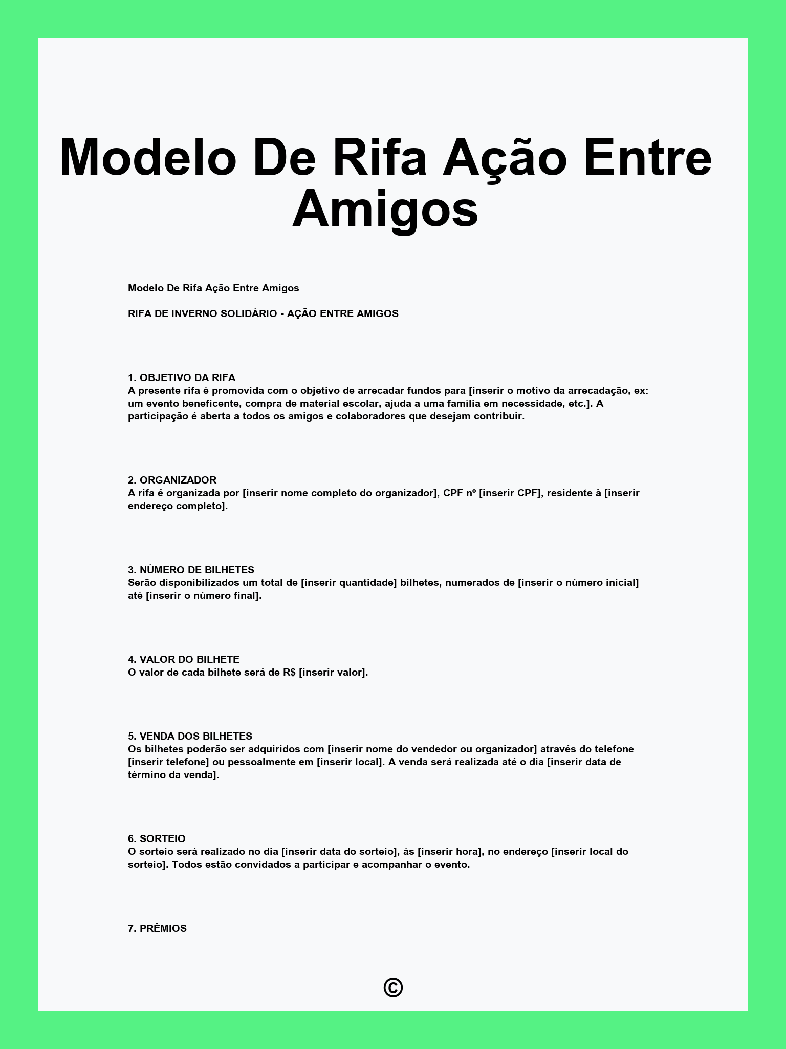 Modelo De Rifa Ação Entre Amigos